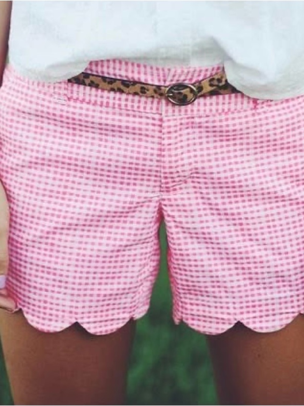 Lilly Pulitzer Pink Gingham Scalloped Hem Buttercup Shorts